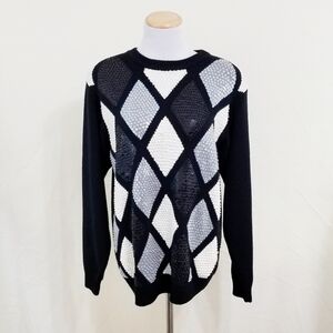 Vintage sequin sweater black gray ivory diamonds sequins